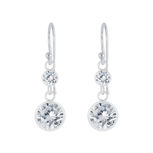 Wholesale Sterling Silver Round Cubic Zirconia Earrings - JD5559