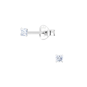 Wholesale 2mm Square Cubic Zirconia Sterling Silver Ear Studs - JD5413 Wholesale 2mm Square Cubic Zirconia Sterling Silver Ear Studs - JD5413