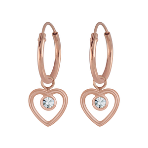 Wholesale Sterling Silver Heart Charm Ear Hoops - JD5416