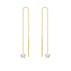 Wholesale 4mm Star Cubic Zirconia Sterling Silver Thread Through Earrings - JD6493