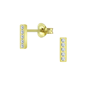 Wholesale Sterling Silver Bar Crystal Ear Studs - JD6484