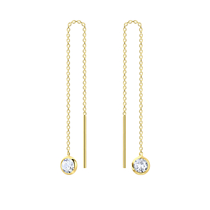 Wholesale 4mm Round Cubic Zirconia Sterling Silver Thread Through Earrings - JD6500