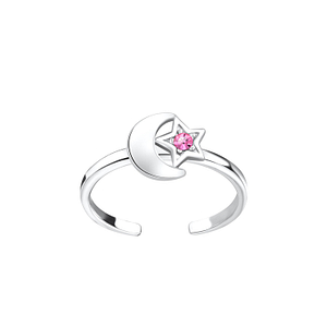 Wholesale Sterling Silver Moon and Star Toe Ring - JD6245