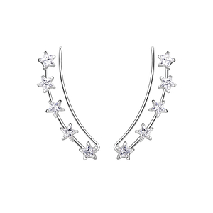 Wholesale 3mm Star Cubic Sterling Silver Zirconia Ear Climbers - JD7454