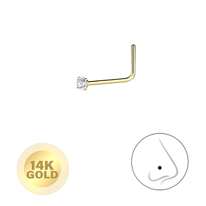 Wholesale 14ct Solid Gold - 1.5mm Round Cubic Zirconia Nose Stud - JD8659