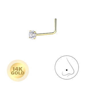 Wholesale 14ct Solid Gold - 2.5mm Round Cubic Zirconia Nose Stud - JD8660 Wholesale 14ct Solid Gold - 2.5mm Round Cubic Zirconia Nose Stud - JD8660
