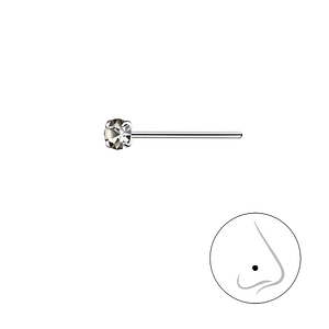 Wholesale 2.5mm Round Crystal Sterling Silver Nose Stud - JD8828