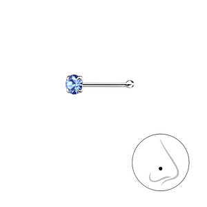 Wholesale 2.5mm Round Crystal Sterling Silver Nose Stud With Ball - JD8829