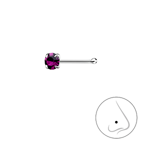 Wholesale 3mm Round Crystal Sterling Silver Nose Stud With Ball - JD8831