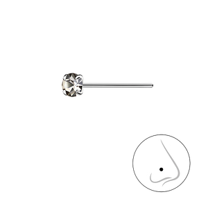Wholesale 3mm Round Crystal Sterling Silver Nose Stud - JD8830
