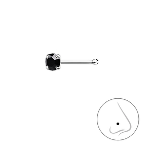 Wholesale 3mm Round Crystal Sterling Silver Nose Stud With Ball - JD8831
