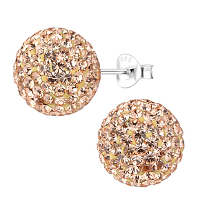 Wholesale 12mm Crystal Ball Sterling Silver Ear Studs - JD9442
