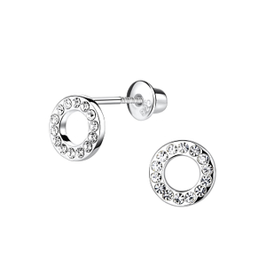 Wholesale Sterling Silver Circle Screw Back Bullet Earrings - JD9512