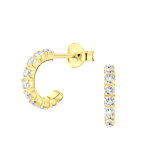 Wholesale Sterling Silver Half Hoop Ear Studs - JD9964