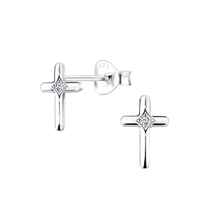 Wholesale Sterling Silver Cross Ear Studs - JD9772