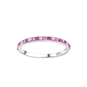 Wholesale Sterling Silver Crystal Band Ring - JD9790