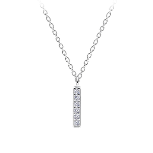Wholesale Sterling Silver Bar Cubic Zirconia Necklace - JD10043