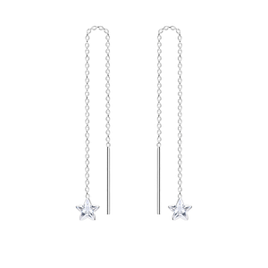 Wholesale 4mm Star Cubic Zirconia Sterling Silver Thread Through Earrings - JD4598