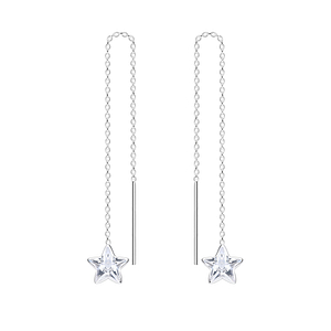 Wholesale 6mm Star Cubic Zirconia Sterling Silver Thread Through Earrings - JD6492
