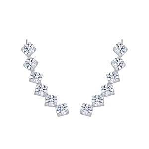 Wholesale Sterling Silver Curved Line Crystal Ear Climbers - JD2853