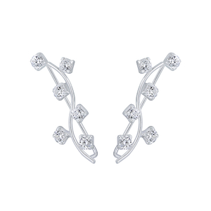 Wholesale Sterling Silver Branch Cubic Zirconia Ear Climbers - JD2789