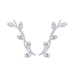 Wholesale Sterling Silver Branch Cubic Zirconia Ear Climbers - JD2792