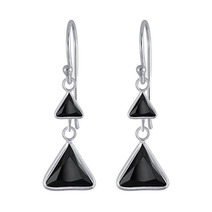 Wholesale Sterling Silver Triangle Cubic Zirconia Dangle Earrings - JD2991