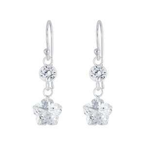 Wholesale Sterling Silver Flower Cubic Zirconia Earrings - JD5389
