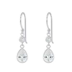 Wholesale Sterling Silver Tear Drop Cubic Zirconia Dangle Earrings - JD2638