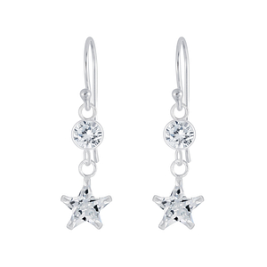 Wholesale Sterling Silver Star Cubic Zirconia Earrings - JD5393