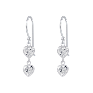 Wholesale Sterling Silver Heart Cubic Zirconia Dangle Earrings - JD2632
