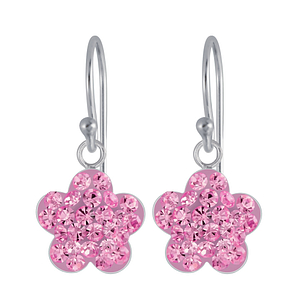 Wholesale Sterling Silver Flower Crystal Earrings - JD2698
