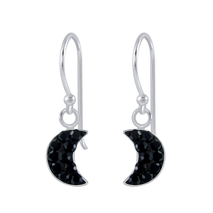 Wholesale Sterling Silver Half Moon Crystal Earrings - JD2822