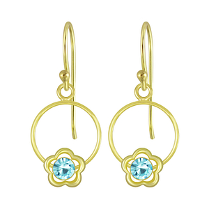 Wholesale Sterling Silver Flower Wire Crystal Earrings - JD4030
