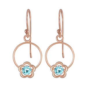 Wholesale Sterling Silver Flower Wire Crystal Earrings - JD4029