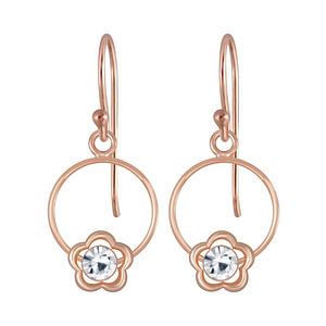 Wholesale Sterling Silver Flower Wire Crystal Earrings - JD4029