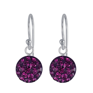 Wholesale Sterling Silver Round Crystal Earrings - JD3129