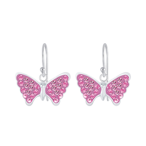 Wholesale Sterling Silver Butterfly Crystal Earrings - JD4069