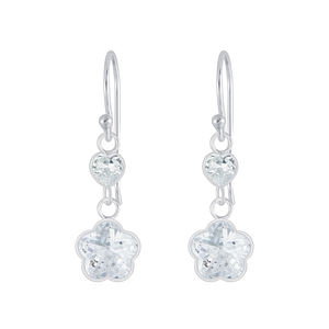 Wholesale Sterling Silver Flower Cubic Zirconia Earrings - JD5557