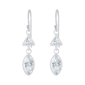 Wholesale Sterling Silver Geometric Cubic Zirconia Earrings - JD5562