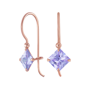 Wholesale 6mm Square Cubic Zirconia Sterling Silver Earrings - JD5169