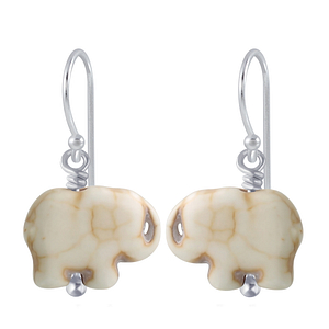Wholesale Sterling Silver Handmade Elephant Bead Earrings - JD2338