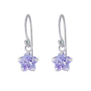 Wholesale 6mm Flower Cubic Zirconia Sterling Silver Earrings - JD2082