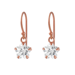 Wholesale 6mm Flower Cubic Zirconia Sterling Silver Earrings - JD2306