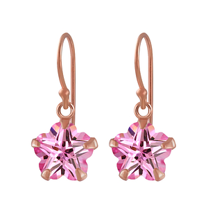 Wholesale 8mm Flower Cubic Zirconia Sterling Silver Earrings - JD2418