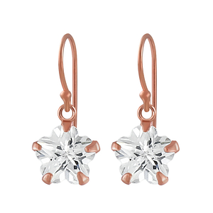Wholesale 8mm Flower Cubic Zirconia Sterling Silver Earrings - JD2418