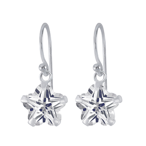 Wholesale 8mm Flower Cubic Zirconia Sterling Silver Earrings - JD2083