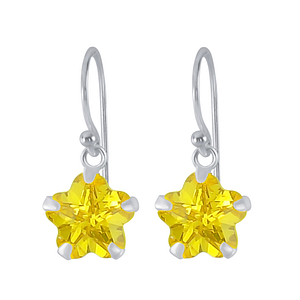 Wholesale 8mm Flower Cubic Zirconia Sterling Silver Earrings - JD2083