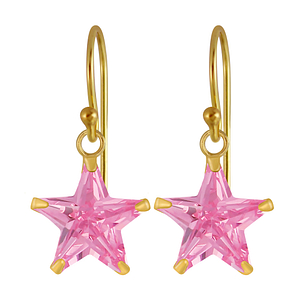 Wholesale 10mm Star Cubic Zirconia Sterling Silver Earrings - JD3090