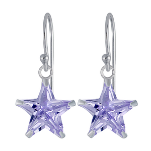 Wholesale 10mm Star Cubic Zirconia Sterling Silver Earrings - JD2922